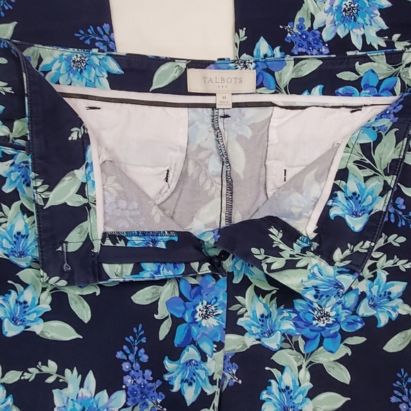 Talbots Blue Floral Print Classic Cropped Pants Size 10 - Picture 7 of 15